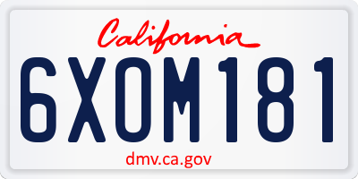CA license plate 6XOM181