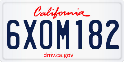 CA license plate 6XOM182