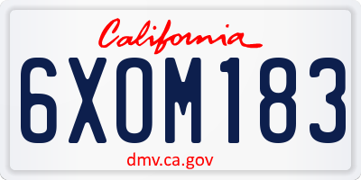 CA license plate 6XOM183