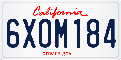 CA license plate 6XOM184