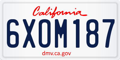 CA license plate 6XOM187