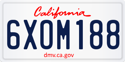 CA license plate 6XOM188