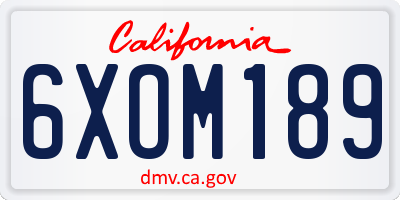 CA license plate 6XOM189