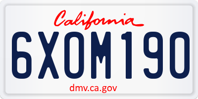 CA license plate 6XOM190