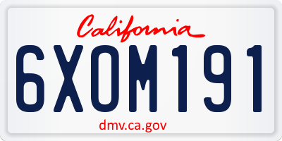 CA license plate 6XOM191