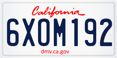 CA license plate 6XOM192
