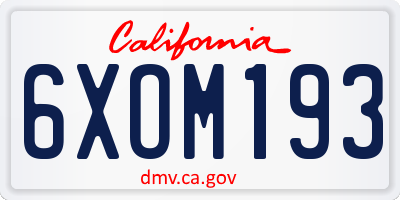 CA license plate 6XOM193
