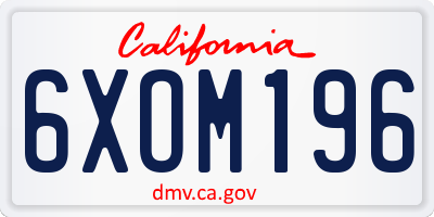 CA license plate 6XOM196