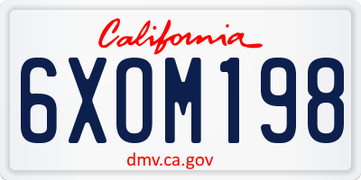 CA license plate 6XOM198