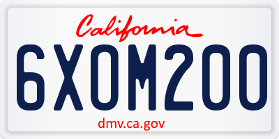 CA license plate 6XOM200