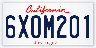 CA license plate 6XOM201