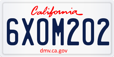 CA license plate 6XOM202