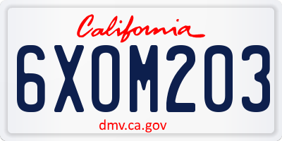 CA license plate 6XOM203