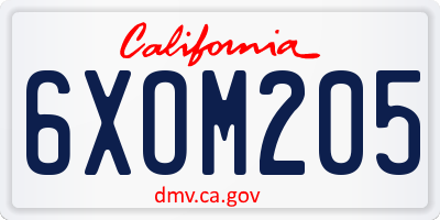 CA license plate 6XOM205