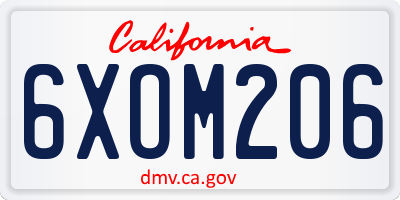 CA license plate 6XOM206