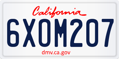 CA license plate 6XOM207