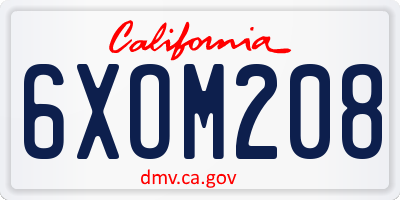 CA license plate 6XOM208