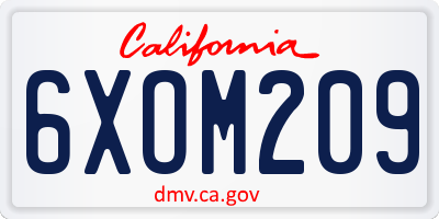CA license plate 6XOM209