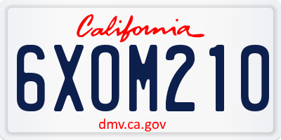 CA license plate 6XOM210