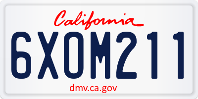 CA license plate 6XOM211