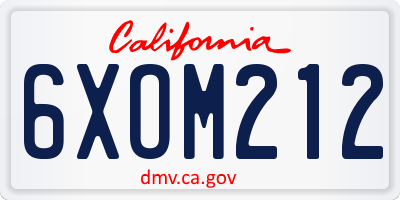 CA license plate 6XOM212