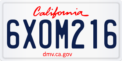 CA license plate 6XOM216