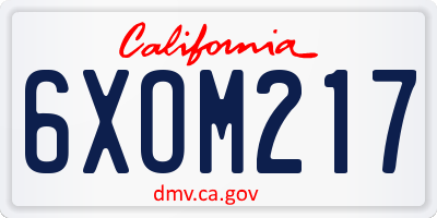 CA license plate 6XOM217
