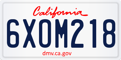CA license plate 6XOM218