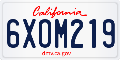 CA license plate 6XOM219
