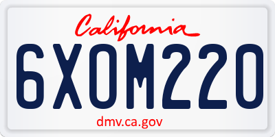 CA license plate 6XOM220