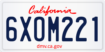 CA license plate 6XOM221