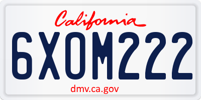 CA license plate 6XOM222