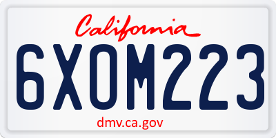 CA license plate 6XOM223
