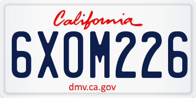 CA license plate 6XOM226