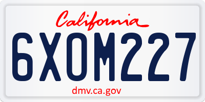 CA license plate 6XOM227