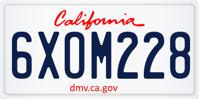 CA license plate 6XOM228