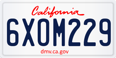 CA license plate 6XOM229