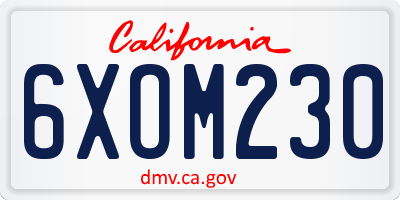 CA license plate 6XOM230