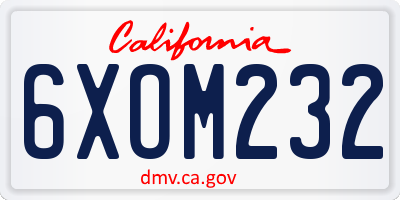 CA license plate 6XOM232