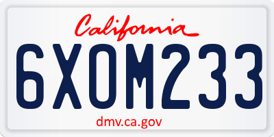 CA license plate 6XOM233
