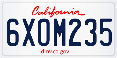 CA license plate 6XOM235