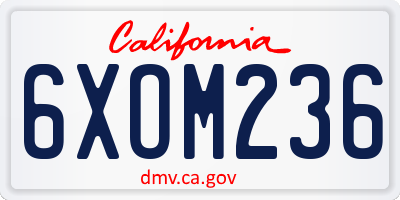 CA license plate 6XOM236