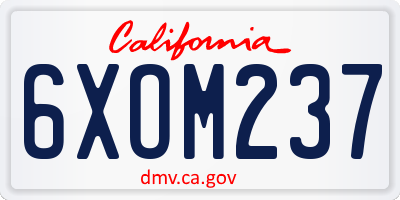 CA license plate 6XOM237