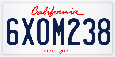 CA license plate 6XOM238