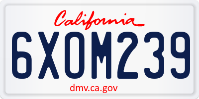 CA license plate 6XOM239