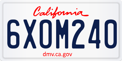 CA license plate 6XOM240