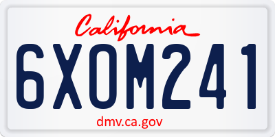 CA license plate 6XOM241