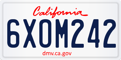CA license plate 6XOM242