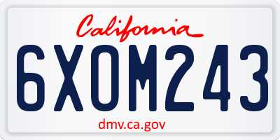 CA license plate 6XOM243