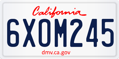 CA license plate 6XOM245